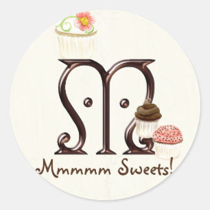 Letter M Monogram Cupcake Logo Business Stickers