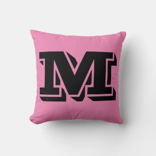 LETTER M MONOGRAM PINK PILLOW