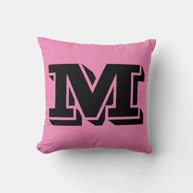 LETTER M MONOGRAM PINK PILLOW (Front)