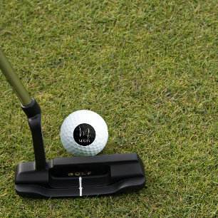 Letter M monogram red watercolor mum black Golf Balls