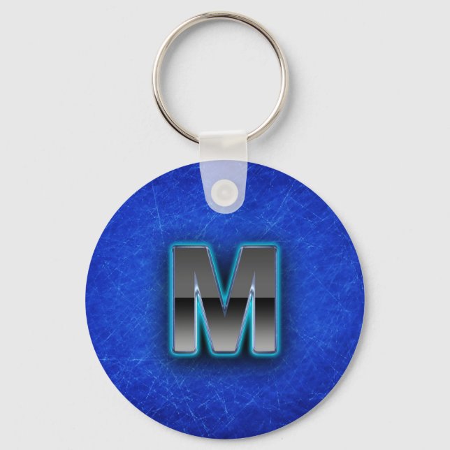 Letter M - neon blue edition Key Ring (Front)