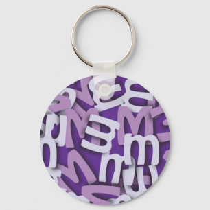 Letter M Purple Key Ring