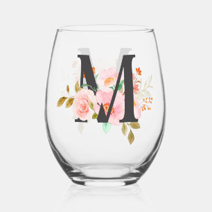 Letter M Stemless Wine Glass