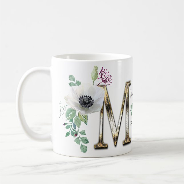 Letter M with elegant flowers Coffee Mug (Left)