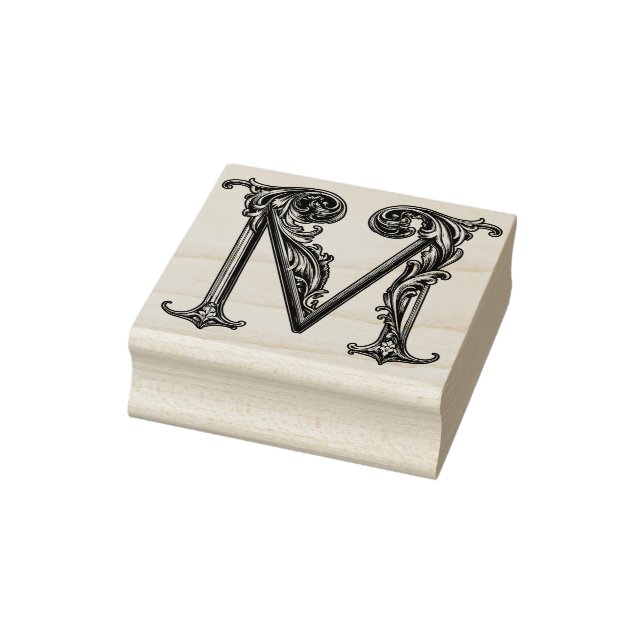 Letter M Wood Art Rubber Stamp (Stamp)