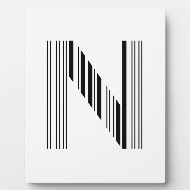 LETTER N BAR CODE First Initial Barcode Pattern Plaque (Front)