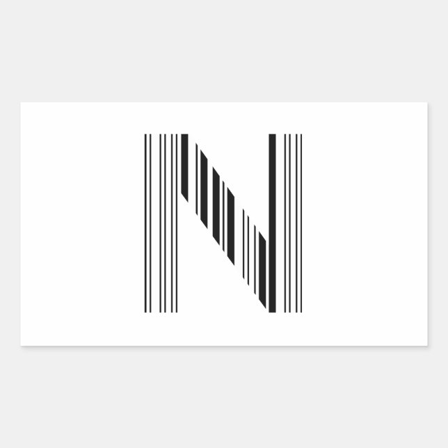 LETTER N BAR CODE First Initial Barcode Pattern Rectangular Sticker (Front)