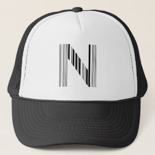 LETTER N BAR CODE First Initial Barcode Pattern Trucker Hat