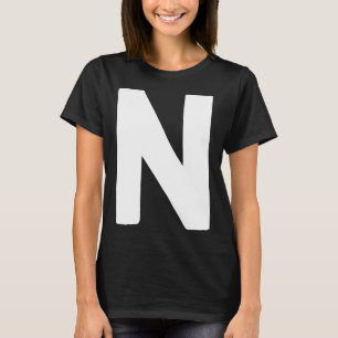 Letter N big and bold white T-Shirt