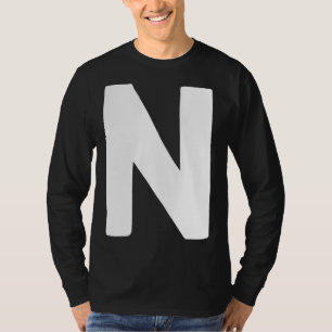 Letter N big and bold white T-Shirt