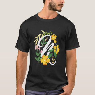 Letter N Capital Alphabet Flowers Monogram Initial T-Shirt