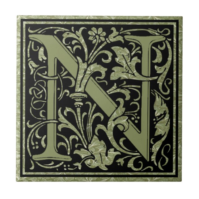 Letter N First Letter Monogram Tile (Front)