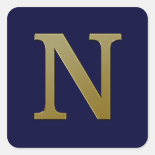 Letter N Gold Square Sticker
