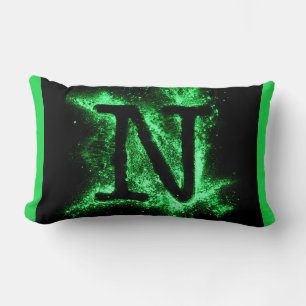 Letter N Green Capital Alphabet Lumbar Cushion