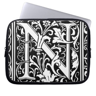 Letter N Mediaeval Monogram Art Nouveau Laptop Sleeve