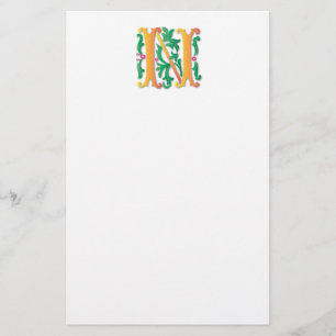 Letter N Monogram Fleur de lis Stationery