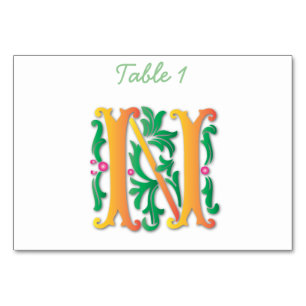 Letter N Monogram Fleur de lis Table Number