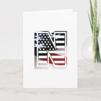 Letter N Monogram Initial Patriotic USA Flag