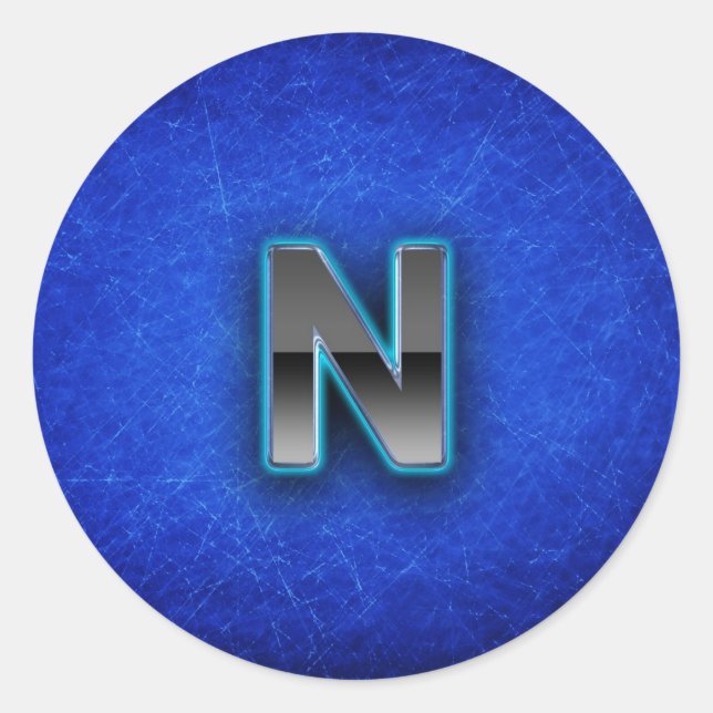 Letter N - neon blue edition Classic Round Sticker (Front)