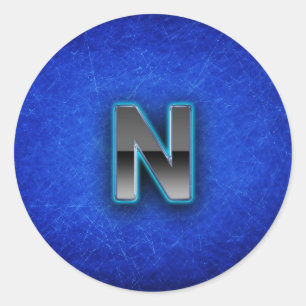 Letter N - neon blue edition Classic Round Sticker