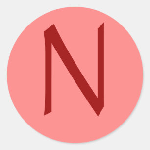 Letter N Rose Wine Classic Round Sticker