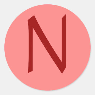 Letter N Rose Wine Classic Round Sticker