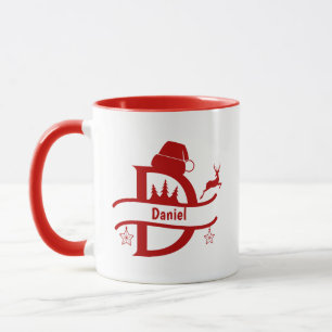 Letter Name Santa Hat   Monogram   Custom Initial  Mug