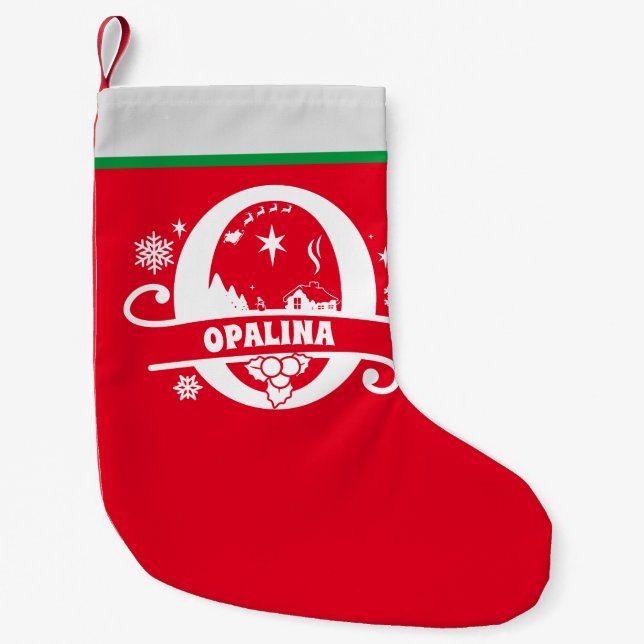 Letter O Christmas Monogram Initial Name Red White Small Christmas Stocking (Front)