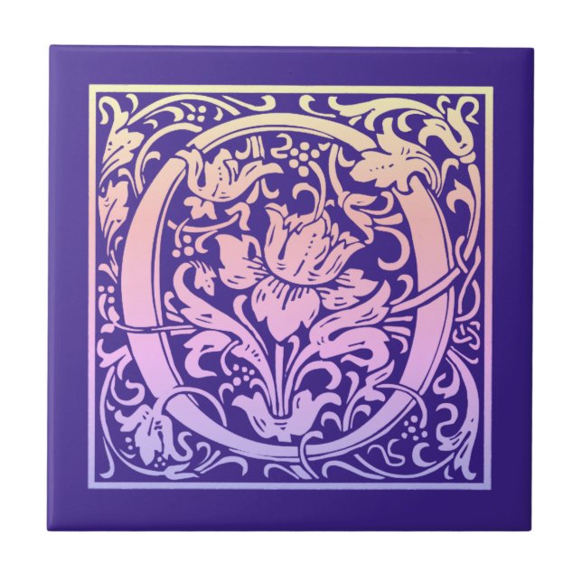 Letter O Colourful Vintage First Letter Gradient Tile (Front)