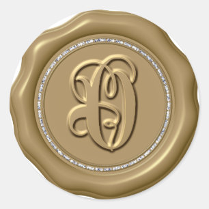 *~* Letter O Diamond Circle GOLD Wax Seal Stickers