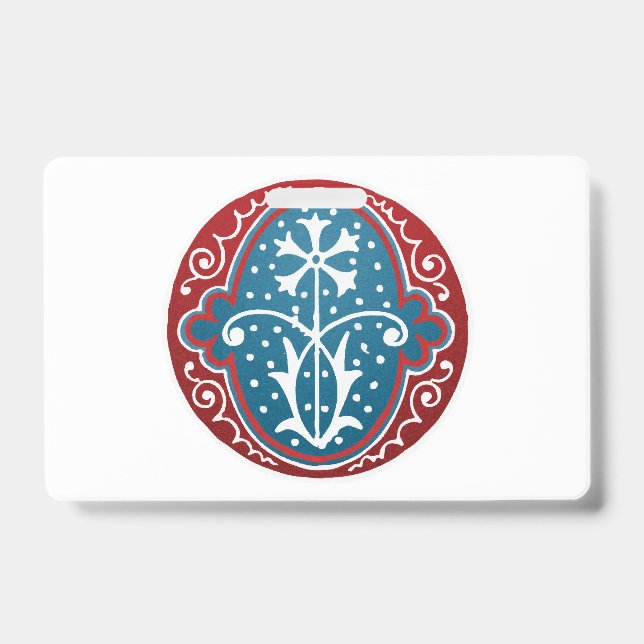 Letter "O" Elegant Embroidered ID Badge (Front)