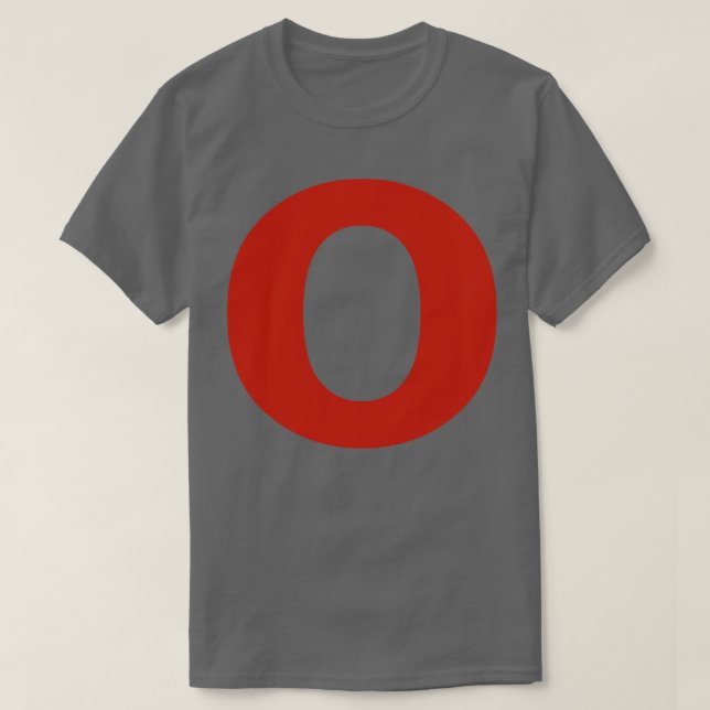 Letter o in Red Text Minimal Typography T-Shirt (Design Front)