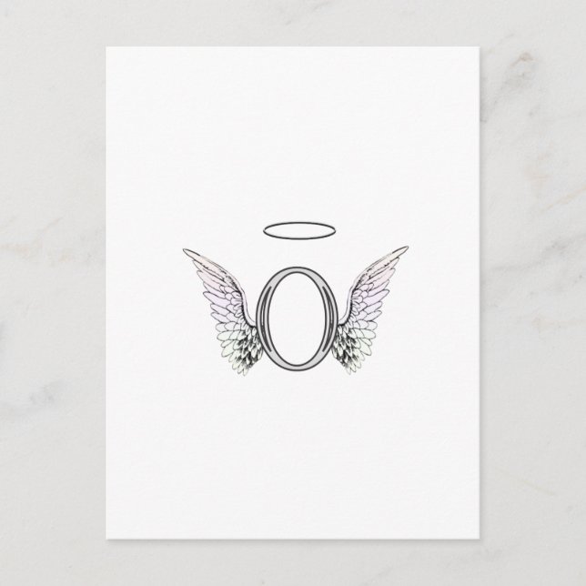 Letter O Initial Monogram with Angel Wings & Halo Postcard (Front)