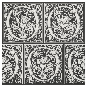 Letter O Mediaeval Monogram Art Nouveau Fabric