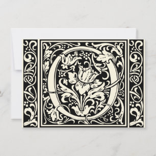 Letter O Mediaeval Monogram Art Nouveau Invitation