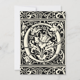 Letter O Mediaeval Monogram Art Nouveau Invitation