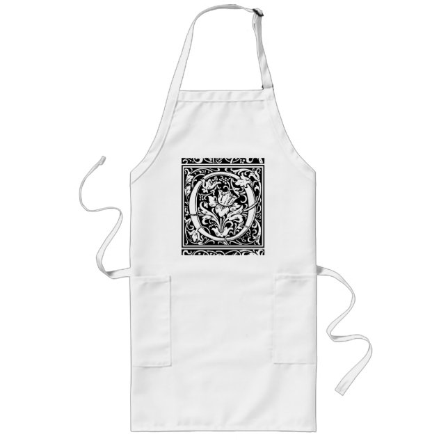 Letter O Mediaeval Monogram Art Nouveau Long Apron (Front)