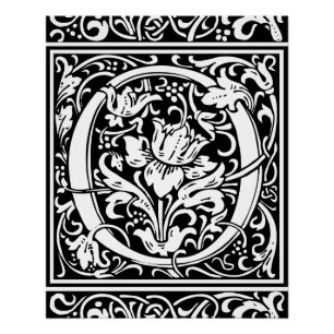 Letter O Mediaeval Monogram Art Nouveau Poster