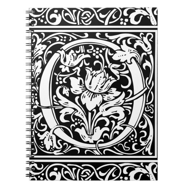 Letter O Mediaeval Monogram Art Nouveau Spiral Notebook (Front)