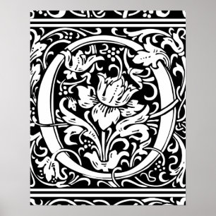 Letter O Mediaeval Monogram Vintage Initialv Poster