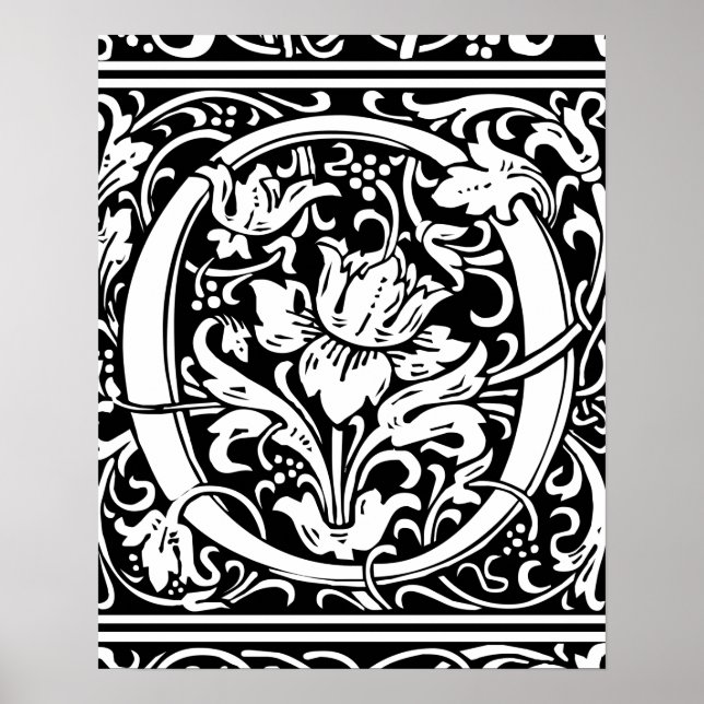 Letter O Mediaeval Monogram Vintage Initialv Poster (Front)
