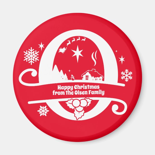 Letter O Monogram Initial Family Name Greeting Magnet (Front)