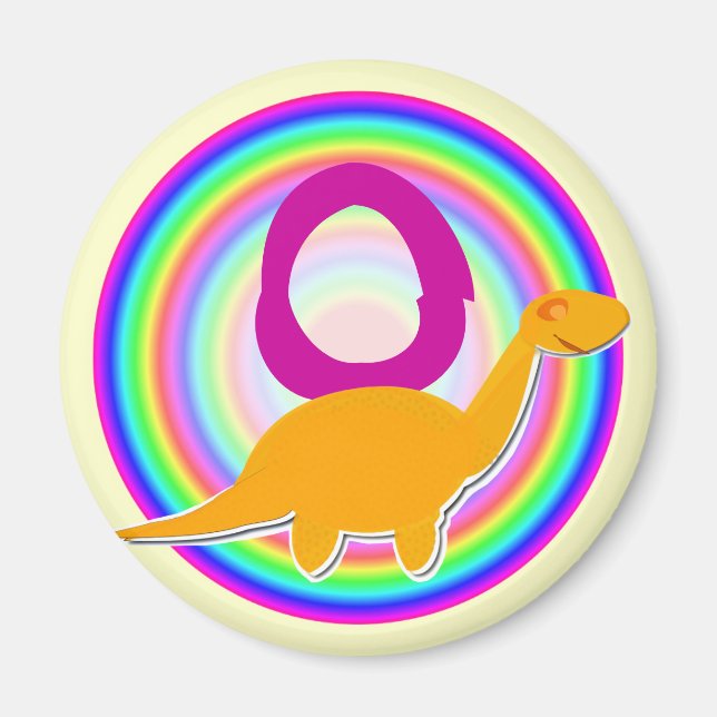 Letter O Orange Dinosaur Diplodocus Fridge Magnet (Front)