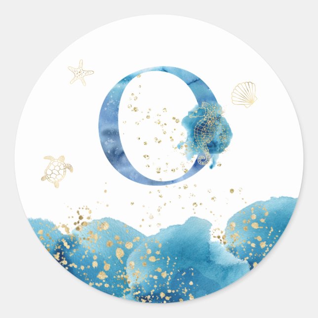 *~*  LETTER  O - Sea Ocean Beach Envelope  Sticker (Front)