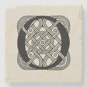 Letter O Vintage Celtic Knot Monogram Stone Coaster