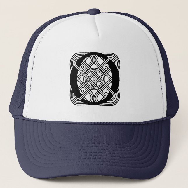 Letter O Vintage Celtic Knot Monogram Trucker Hat (Front)