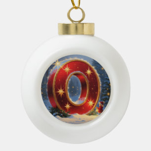 Letter O Wonder Personalised Monogram Holiday Gift Ceramic Ball Christmas Ornament