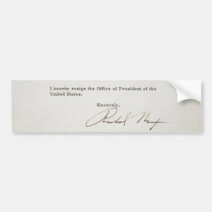 Letter of Resignation of Richard M. Nixon 1974 Bumper Sticker