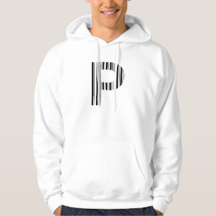 LETTER P BAR CODE First Initial Barcode Pattern Hoodie