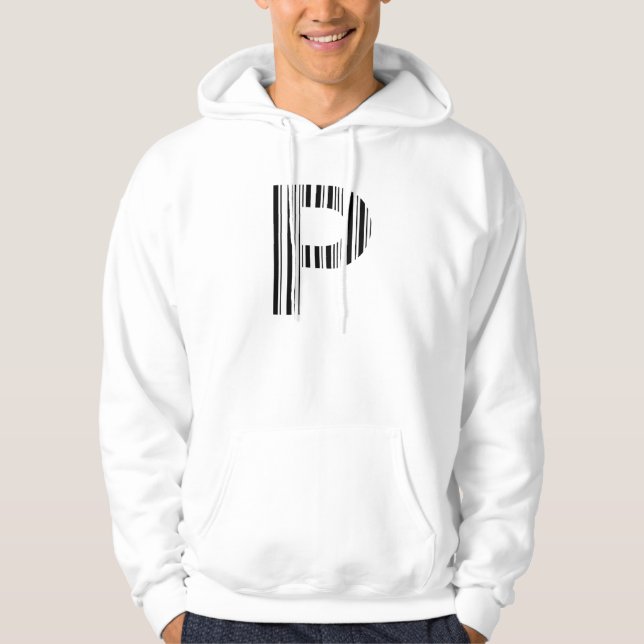 LETTER P BAR CODE First Initial Barcode Pattern Hoodie (Front)